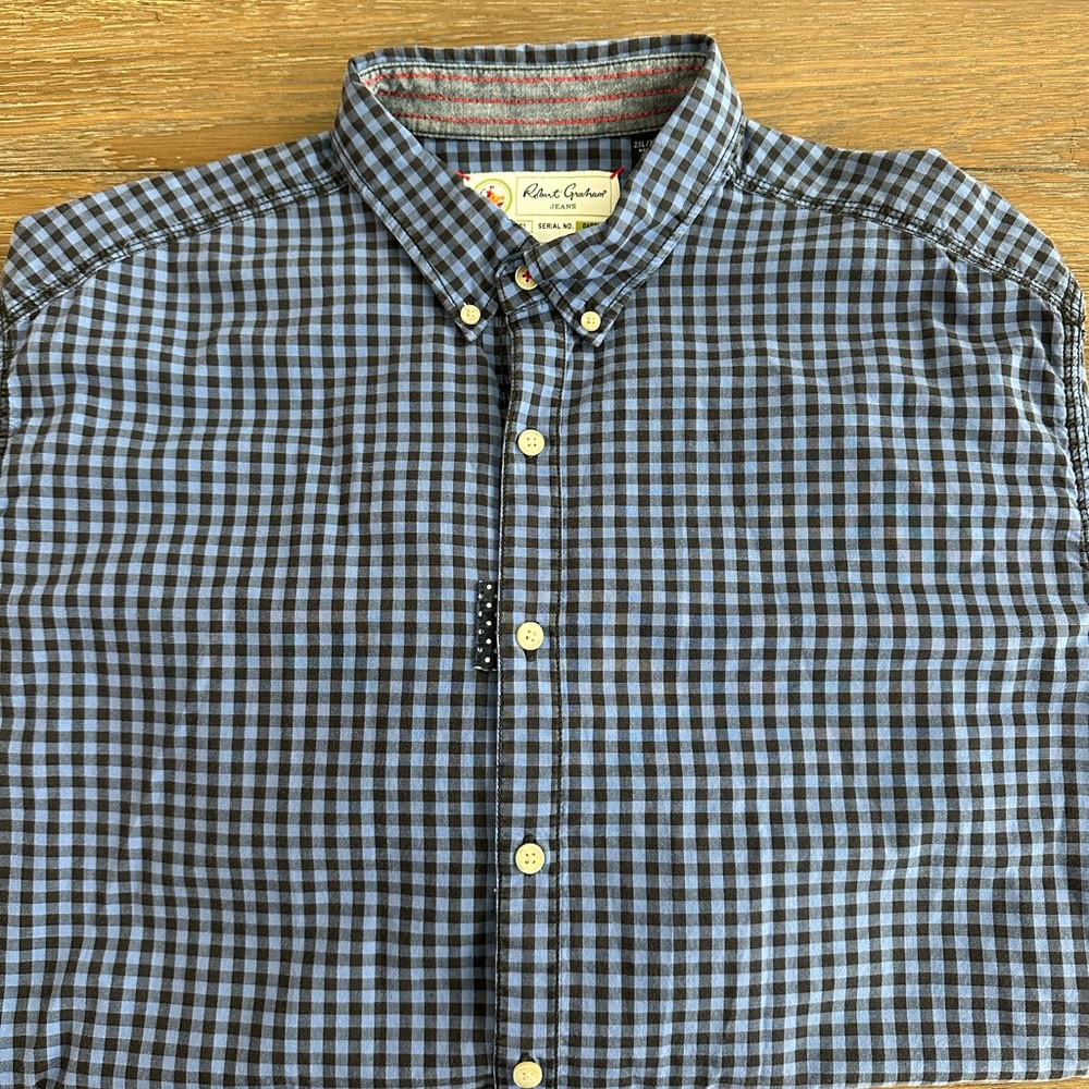 Robert Graham Blue and Black Casual Button Down Shirt Size 2XL‎